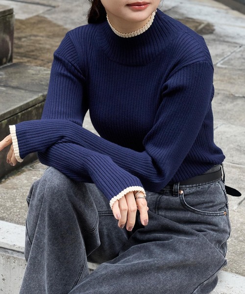 Sound Sports ニット セール】＜マシンウォッシャブル/アンチピリング＞配色ライン