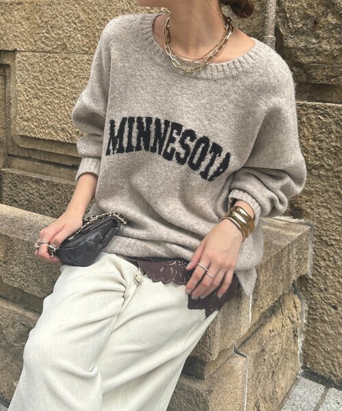 DouDou（ドゥドゥ）の「MINNESOTA 2WAYカーディガン（ニット/セーター・レディース・ライトグレー/グレイッシュベージュ/ホワイト系その他/チャコールグレー・FREE）」の2枚目の写真