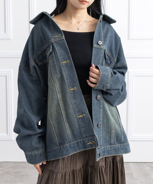 CLEAR BASIC（クリアベーシック）の「オーバーサイズデニムジャケット[カジュアル 着回し抜群 大人]≪AW新作≫（デニムジャケット・レディース・ブラック/ブルー/ブルー系その他2・F）」の3枚目の写真