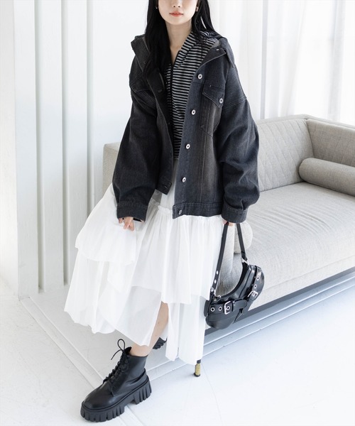 CLEAR BASIC（クリアベーシック）の「オーバーサイズデニムジャケット[カジュアル 着回し抜群 大人]≪AW新作≫（デニムジャケット・レディース・ブラック/ブルー/ブルー系その他2・F）」の22枚目の写真