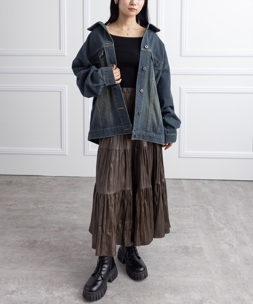 CLEAR BASIC（クリアベーシック）の「オーバーサイズデニムジャケット[カジュアル 着回し抜群 大人]≪AW新作≫（デニムジャケット・レディース・ブラック/ブルー/ブルー系その他2・F）」の4枚目の写真