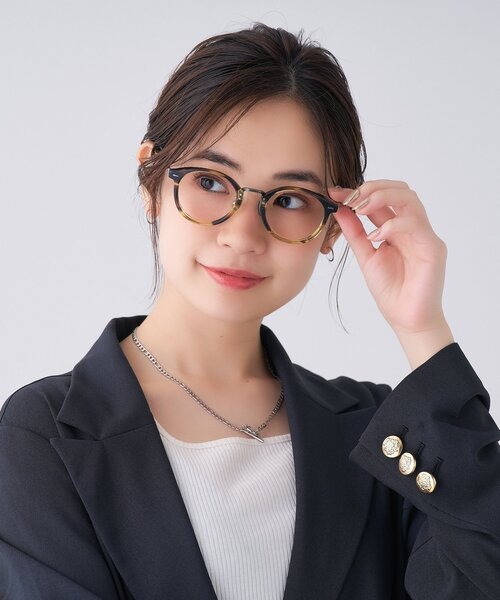 UNITED ARROWS（ユナイテッドアローズ）の「Zoff｜UNITED ARROWS｜ボストン型 メガネ [Stylish] 伊達メガネ 度付き[レンズ交換券付き]ユニセックス  ユナイテッドアローズ（メガネ・メンズ・ブラック/ブラック系その他/グリーン・FREE）」の3枚目の写真