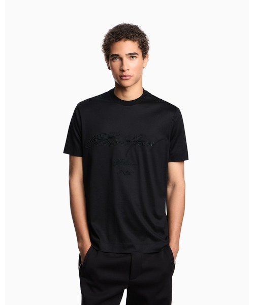 EMPORIO ARMANI(エンポリオアルマーニ)の「【エンポリオ アルマーニ】ASV Tシャツ リヨセル混紡ジャージー オーバーサイズ刺繍(Tシャツ/カットソー・メンズ・ブラック/ブラウン・X-SMALL/X-LARGE/SMALL/MEDIUM/LARGE)」の2枚目の写真