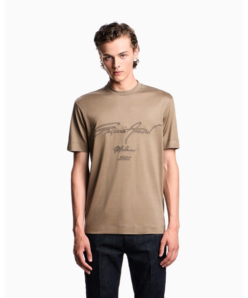 EMPORIO ARMANI(エンポリオアルマーニ)の「【エンポリオ アルマーニ】ASV Tシャツ リヨセル混紡ジャージー オーバーサイズ刺繍(Tシャツ/カットソー・メンズ・ブラック/ブラウン・X-SMALL/X-LARGE/SMALL/MEDIUM/LARGE)」の4枚目の写真