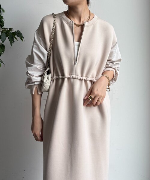 袖異素材切替ダンボールワンピース（ワンピース）｜DouDou
