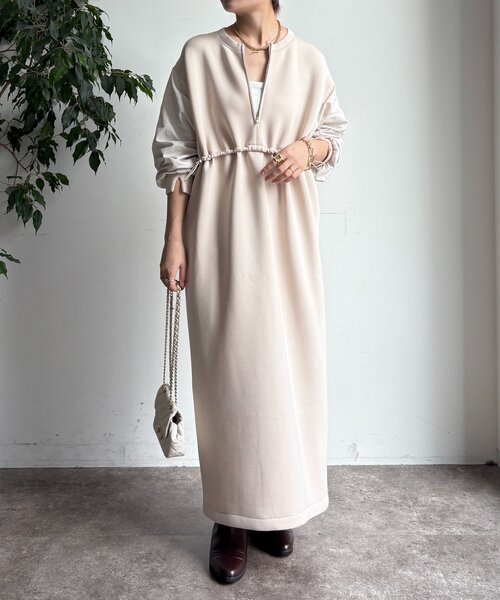 DouDou（ドゥドゥ）の「袖異素材切替ダンボールワンピース（ワンピース・レディース・ダークグレー/ブラック/ライトベージュ・FREE）」の22枚目の写真