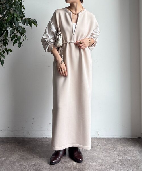 美品 パーリーゲイツ 0 異素材切替 中綿蓄熱 ダンボールニット ワンピース 袖異素材切替ダンボールワンピース（ワンピース）｜DouDou