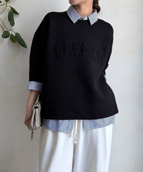 DouDou(ドゥドゥ)の「【WEB限定】ロゴサガラ刺繍ダンボールプルオーバー(Tシャツ/カットソー・レディース・ライトグレー/ブラック/オフホワイト/ネイビー・FREE)」の10枚目の写真