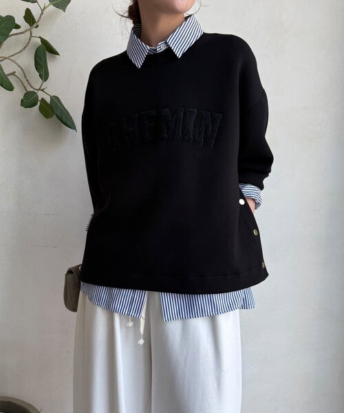DouDou(ドゥドゥ)の「【WEB限定】ロゴサガラ刺繍ダンボールプルオーバー(Tシャツ/カットソー・レディース・ライトグレー/ブラック/オフホワイト/ネイビー・FREE)」の11枚目の写真