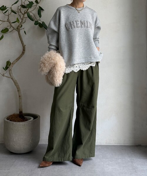 DouDou(ドゥドゥ)の「【WEB限定】ロゴサガラ刺繍ダンボールプルオーバー(Tシャツ/カットソー・レディース・ライトグレー/ブラック/オフホワイト/ネイビー・FREE)」の21枚目の写真