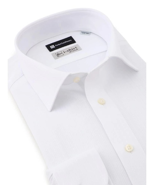 Perfect Suit FActory（パーフェクトスーツファクトリー）の「【完全ノーアイロン】長袖アイシャツ　セミワイド　ホワイト/サックス　WEB限定（ホワイト）（ビジネスシャツ・メンズ・ホワイト/サックスブルー・首回り43cm-裄丈86cm/首回り37cm-裄丈80cm/首回り39cm-裄丈80cm/首回り39cm-裄丈82cm/首回り41cm-裄丈84cm/首回り41cm-裄丈82cm/首回り45cm-裄丈86cm）」の2枚目の写真