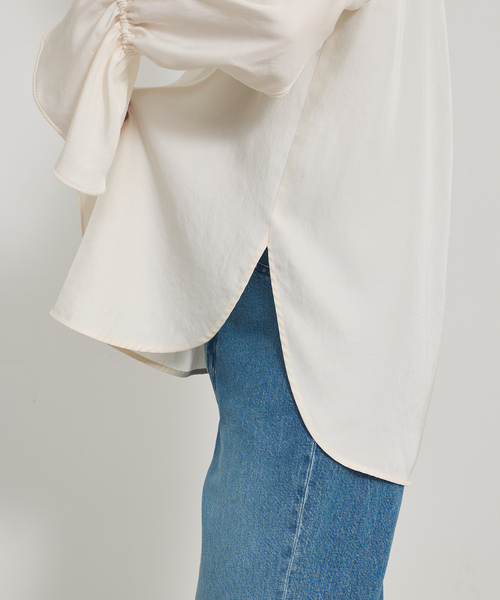 qualite（カリテ）の「ブライトツイルベルブラウス/秋服/冬服/オフィスカジュアル/レイヤード（シャツ/ブラウス・レディース・オフホワイト/ブラック・フリー）」の14枚目の写真