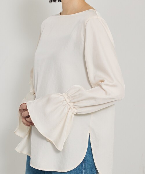 qualite（カリテ）の「ブライトツイルベルブラウス/秋服/冬服/オフィスカジュアル/レイヤード（シャツ/ブラウス・レディース・オフホワイト/ブラック・フリー）」の20枚目の写真