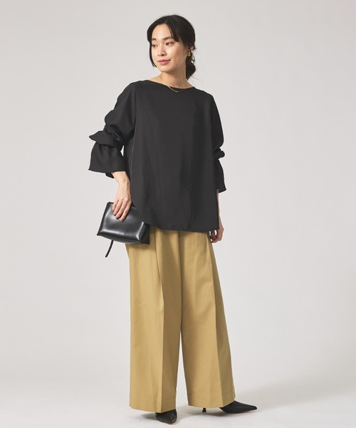 qualite（カリテ）の「ブライトツイルベルブラウス/秋服/冬服/オフィスカジュアル/レイヤード（シャツ/ブラウス・レディース・オフホワイト/ブラック・フリー）」の17枚目の写真