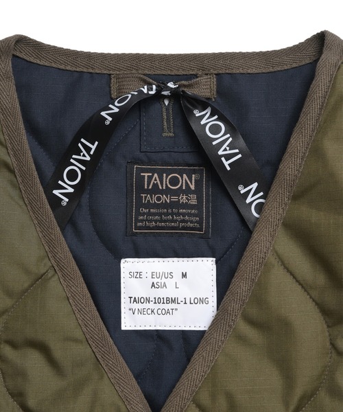 TAION(タイオン)の「【TAION(タイオン)】〈ユニセックス〉ミリタリー Vネックジップ ダウンコート(ダウンジャケット/コート・メンズ・ダークオリーブ/ブラック/オリーブ・XL/M/S/L)」の5枚目の写真
