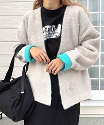 Q | シャギーVネックWフェイスカーデ(カーディガン/ボレロ)