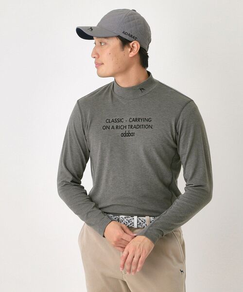 セール】【吸湿発熱】メッセージロゴモックネックロンT（Tシャツ