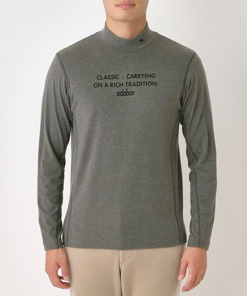 セール】【吸湿発熱】メッセージロゴモックネックロンT（Tシャツ