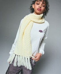 X-girl(GbNXK[)RUBBER PATCH KNIT SCARF(}t[)