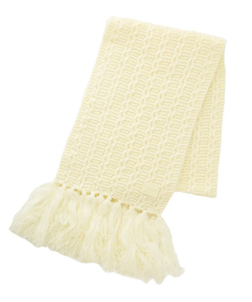 X-girl（エックスガール）の「RUBBER PATCH KNIT SCARF（マフラー・レディース・オフホワイト/ブラック・ONE SIZE）」の4枚目の写真