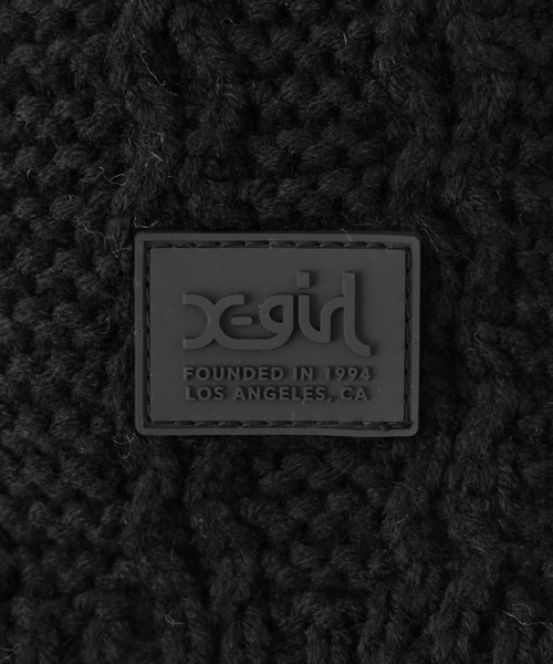 X-girl（エックスガール）の「RUBBER PATCH KNIT SCARF（マフラー・レディース・オフホワイト/ブラック・ONE SIZE）」の5枚目の写真