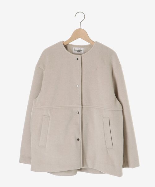 ニットビーバーノーカラーミドルコート（ノーカラーコート）｜le.coeur