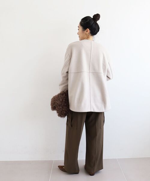 le.coeur blanc ニットビーバーノーカラーミドルコート　2点 ニットビーバーノーカラーミドルコート/le.coeur blanc(ルクール