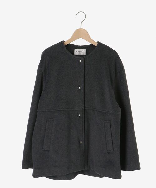 le.coeur blanc（ルクールブラン）の「ニットビーバーノーカラーミドルコート（ノーカラーコート・レディース・ダークグレー/モカ/グレイッシュベージュ・38）」の17枚目の写真