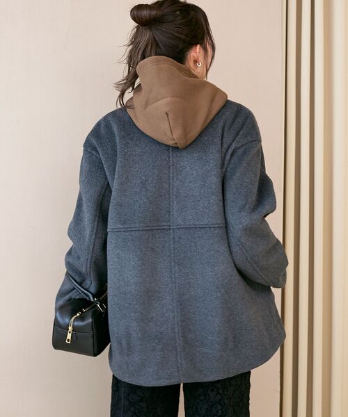 ニットビーバーノーカラーミドルコート（ノーカラーコート）｜le.coeur