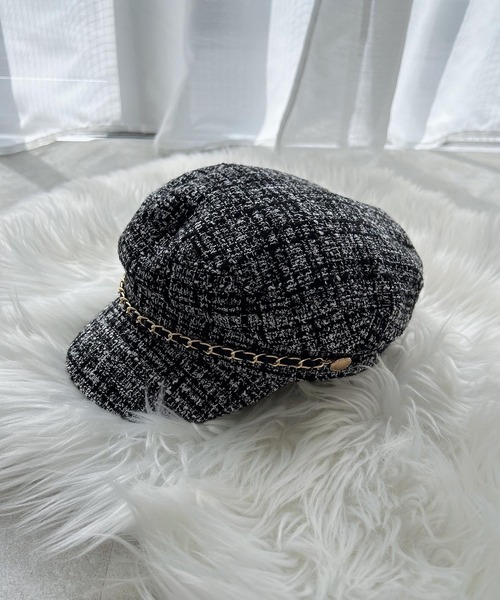 INGNI（イング）の「チェーン付ツイードキャスケット（ハット・レディース・ブラック/アイボリー・ONE SIZE）」の9枚目の写真