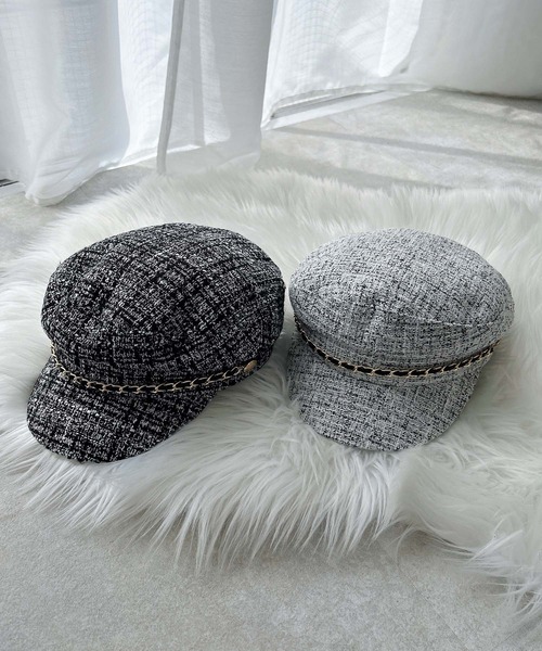 INGNI（イング）の「チェーン付ツイードキャスケット（ハット・レディース・ブラック/アイボリー・ONE SIZE）」の10枚目の写真