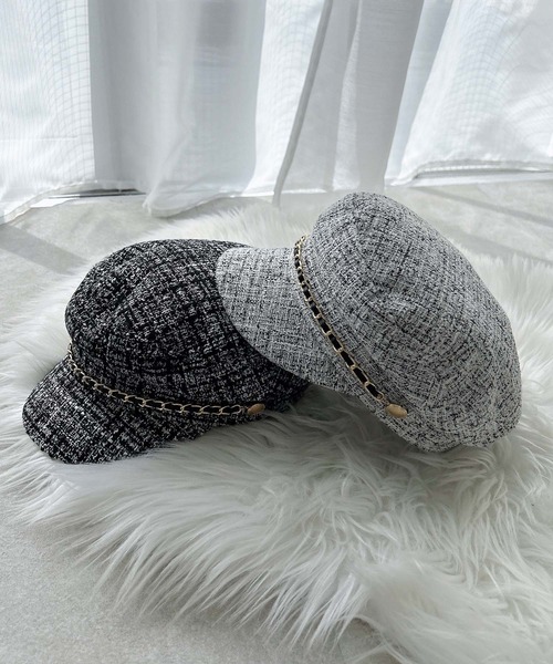 INGNI（イング）の「チェーン付ツイードキャスケット（ハット・レディース・ブラック/アイボリー・ONE SIZE）」の12枚目の写真