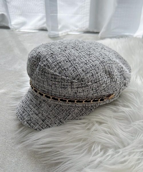 INGNI（イング）の「チェーン付ツイードキャスケット（ハット・レディース・ブラック/アイボリー・ONE SIZE）」の8枚目の写真