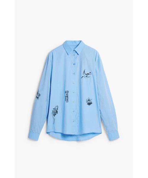 Desigual(デシグアル)の「スカイブルースケッチ刺繍長袖シャツ(シャツ/ブラウス・メンズ・ブルー・S/M/L/XL/XXL)」の4枚目の写真