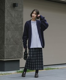 AO2 | Back Slit Stretch Ombre Check Long Skirt / バックスリット ストレッチ オンブレチェックロングスカート(スカート)