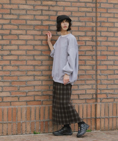 AO2（アオズ）の「Back Slit Stretch Ombre Check Long Skirt / バックスリット ストレッチ オンブレチェックロングスカート（スカート・レディース・ネイビー/ブラウン・FREE）」の9枚目の写真