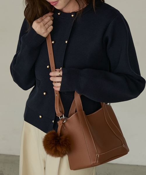 Cherir Mignon(シェリルミニョン)の「【Cherir Mignon】ポーチ&ファーチャーム付き2wayミニハンドバッグ(ハンドバッグ・レディース・ベージュ/ブラウン・FREE)」の12枚目の写真