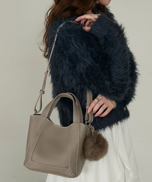 Cherir Mignon(シェリルミニョン)の「【Cherir Mignon】ポーチ&ファーチャーム付き2wayミニハンドバッグ(ハンドバッグ・レディース・ベージュ/ブラウン・FREE)」の16枚目の写真