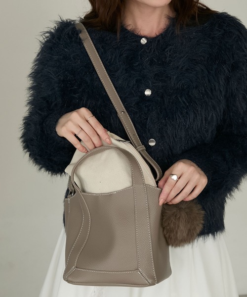 Cherir Mignon(シェリルミニョン)の「【Cherir Mignon】ポーチ&ファーチャーム付き2wayミニハンドバッグ(ハンドバッグ・レディース・ベージュ/ブラウン・FREE)」の20枚目の写真