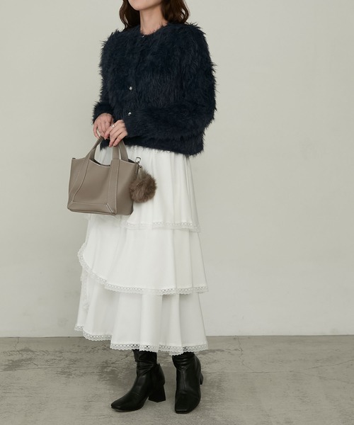 Cherir Mignon(シェリルミニョン)の「【Cherir Mignon】ポーチ&ファーチャーム付き2wayミニハンドバッグ(ハンドバッグ・レディース・ベージュ/ブラウン・FREE)」の3枚目の写真
