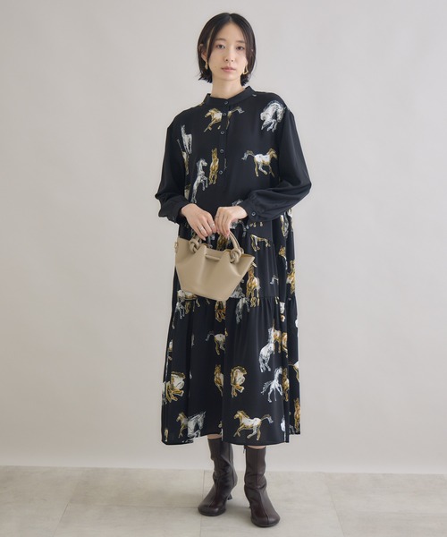 Paradise Picnic（パラダイスピクニック）の「総柄アシメティアードワンピース（ワンピース・レディース・ブラック・FREE）」の3枚目の写真