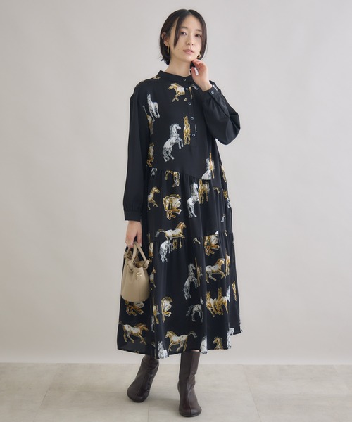 Paradise Picnic（パラダイスピクニック）の「総柄アシメティアードワンピース（ワンピース・レディース・ブラック・FREE）」の5枚目の写真