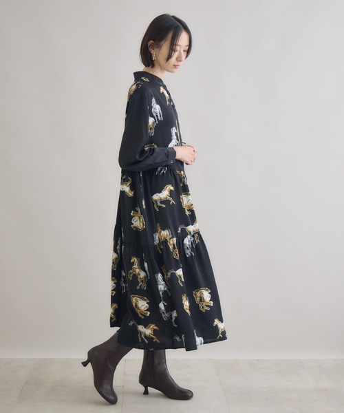 Paradise Picnic（パラダイスピクニック）の「総柄アシメティアードワンピース（ワンピース・レディース・ブラック・FREE）」の6枚目の写真