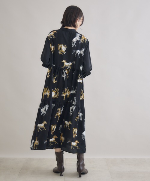 Paradise Picnic（パラダイスピクニック）の「総柄アシメティアードワンピース（ワンピース・レディース・ブラック・FREE）」の7枚目の写真