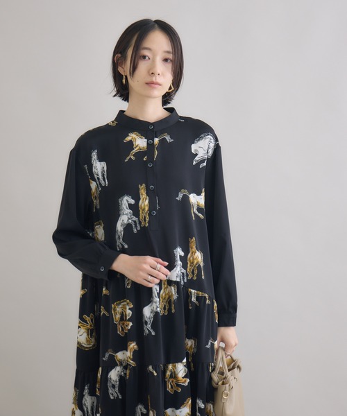 Paradise Picnic（パラダイスピクニック）の「総柄アシメティアードワンピース（ワンピース・レディース・ブラック・FREE）」の8枚目の写真