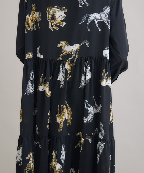 Paradise Picnic（パラダイスピクニック）の「総柄アシメティアードワンピース（ワンピース・レディース・ブラック・FREE）」の10枚目の写真