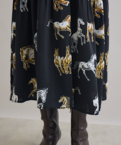 Paradise Picnic（パラダイスピクニック）の「総柄アシメティアードワンピース（ワンピース・レディース・ブラック・FREE）」の14枚目の写真