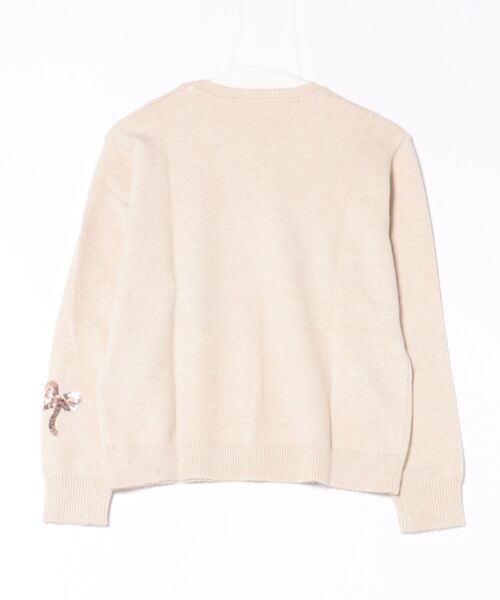 Lace Ladies(レースレディース)の「クルーネック リボン スパンコール ニット プルオーバー(ニット/セーター・レディース・アイボリー/グレー・FREE)」の3枚目の写真