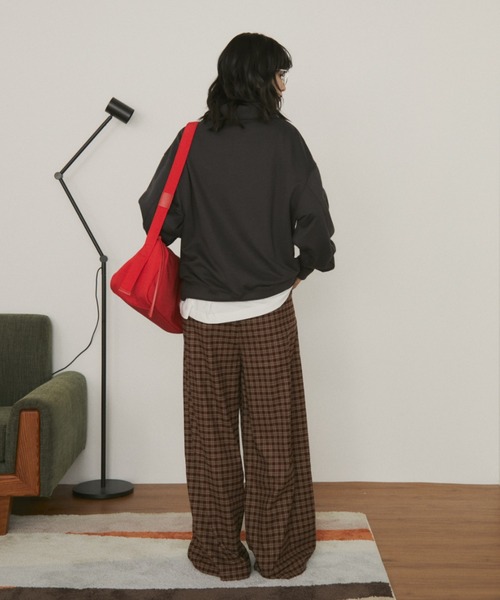 MERLOT（メルロー）の「【ウエスト総ゴム】ウールタッチギンガムチェックワイドパンツ（その他パンツ・レディース・ブラウン/ネイビー/ブラック・FREE）」の8枚目の写真