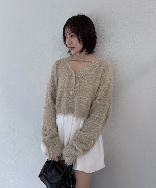 mline（エムライン）の「[mline]【新色BLK登場！】シャギーチョーカーカーディガン（カーディガン/ボレロ・レディース・グレー/アイボリー/ピンク/ブルー/ベージュ/ブラック・FREE）」の22枚目の写真